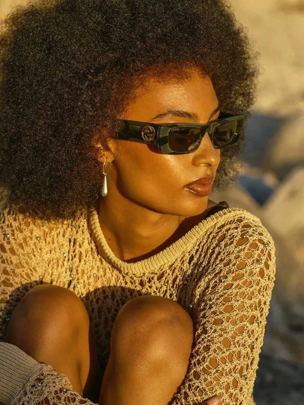 Gucci GG0516S 014 Rectangle Sunglasses - Military Green and Black Havana